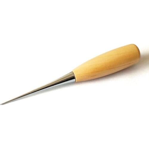 Wooden Handle Awl Leather Canvas Punching Clicker Stitching Sewing Repair Tool