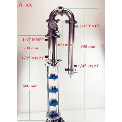 3" 76mm OD91 Flute Distiller With 5 Floor Distillation Lens Column For Homebrew, SS304 Bubble Plate Sets*5