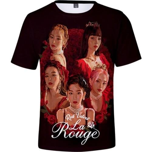 Hot Sale Red Velvet New 3D Print Hip Hop Style Summer Cool Short Sleeve T Shirt Casual Comfortable Tees Streetwear Fashion