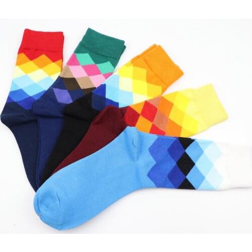 Classic Cotton Socks Plaid Hot Sale Womens Socks Colorful Combed Socks Female Girls Socks Geometric Harajuku Gifts Socks