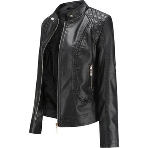 New Women Autumn Winter Faux Soft Leather Jackets Coats Lady Black PU Zipper Epaule Motorcycle Streetwear