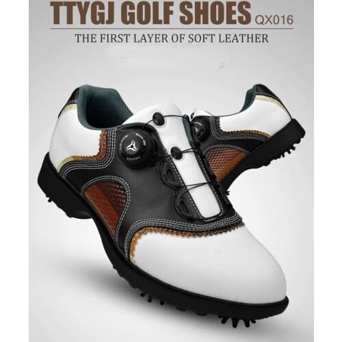 PGM 2020 patent Golf Shoes Mens Leather shoes laces send activities nail automatic revolving spikes breatheble golf shoes