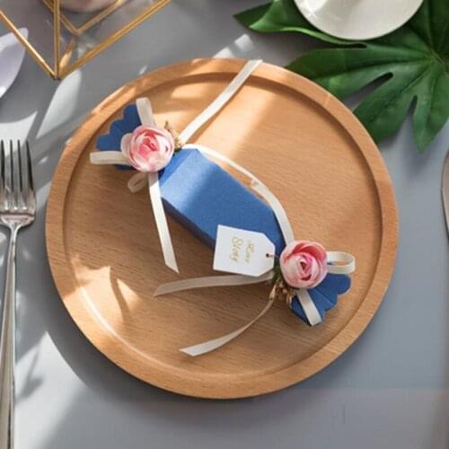 50pcs Pink Red Color Wedding Gift Box Candy Box birthday Chocolate Boxes Guests Favor Box & Flower & Ribbon & card