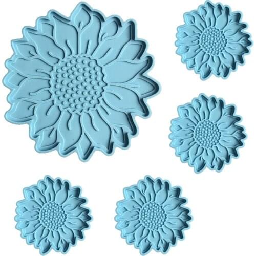 Sun Flower Coaster Epoxy Resin Mold DIY Crafts Sunflower Cup Mat Silicone Mould