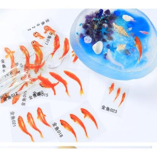 12 Style Mix Gold Fish Duckweed UV Resin Clear Film Stickers Decorative Fit Phone Case DIY Micro Landscape Scrapbooking Sticker