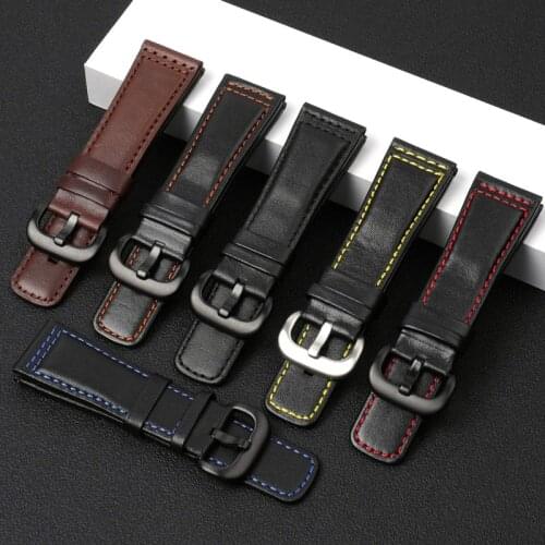 New Durabel Genuine Leather Watchband Black with Red/Green/Yellow Thread Smooth Calfskin Strap for SEVENFRIDAY Watch Men