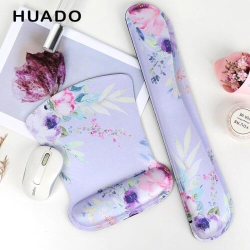 Rubber Mouse Pad with Wrist Support Memory Foam Soft Anti Slip Keyboard Pad Ergonomic Design for Gamer/Home/Office