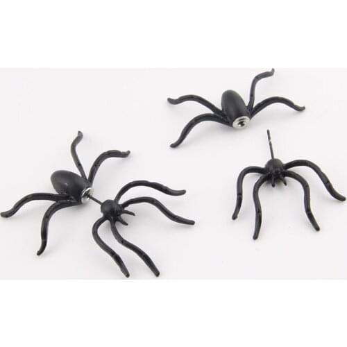 Everfast 2pc/Set Exaggerated Spider Earrings Gothic Punk Style 3D Cuff Earring Stereo Black Brincos Ear Cuff Women Festival Wear