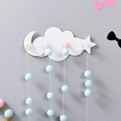 Cute Cartoon Cloud Viscose Hook Wall Hanging Behind the Door Coat Hook Bathroom Wall Row Hook Seamless Strong Glue Hook