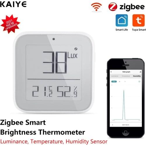 Tuya Zigbee Smart Home Temperature Sensor Humidity Sensor Real-time Light Sensitive Brightness Detector with Tuya Smart Life App