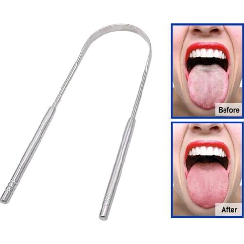 1 pc Stainless Steel Tongue Scraper Cleaner Fresh Breath Cleaning Coated TongueToothbrush Dental Oral Hygiene Care Tools