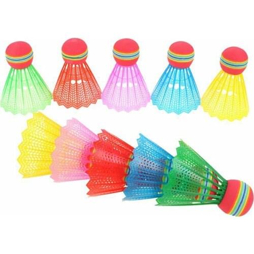 10PCS Rainbow Ball Head Badminton Nylon For Game Sport Entertainment EVA Badminton With Transparent Barrel