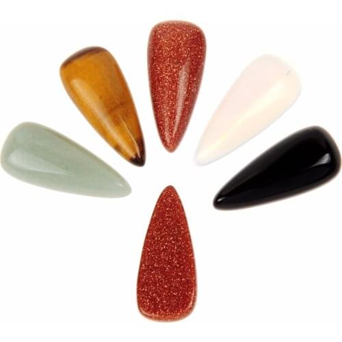 Druzy 12*26mm 12pcs Chakra Beads Teardrop CAB Cabochon Healing Beads Crystal Quartz Stone Random Color for Ring Earrings Making
