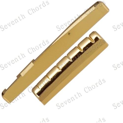 2 Pcs Brass Acoustic Guitar Nut or Bridge Saddle (Nut 43 x 6 x 8.8-8.2mm) - (Saddle 72MM/74MM/76 x 3 x 9.2mm)