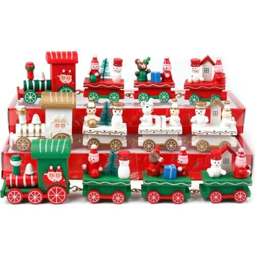 2020 Christmas Wooden Train Merry Christmas Decor For Home Table Decor Christmas Ornaments Cristmas Noel Happy New Year 2021