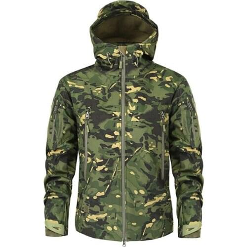 2021 Mens Shark Skin Soft Shell Military Tactical Jacket Mens Waterproof Military Fleece Camouflage Top