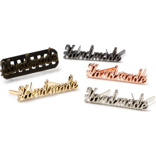 5 Sets Handmade Letter Metal Labels Tag DIY Craft Handmade Sewing Decoration Labels Tags For Jeans Shoes Bags Hand Made Labels