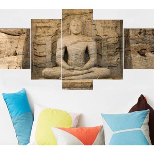 5 Panel Canvas Art Wall Decor Traditional Still Life Buddha Statue Poster Modern Decoration Home Living Room Pictures