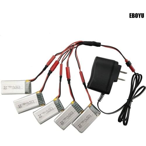 5pcs* 3.7V 850mah Lipo Battery + Balance Charger Plug +1 to 5 Charger Cable for SYMA X56 X56W X54HW X54HC Foldable RC Quadcopter