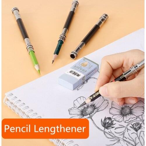 50pcs Pencil lengthener Metal double-ended sketch pencil lengthening 13 cm PENCIL-HOLDER stainless steel pencil case