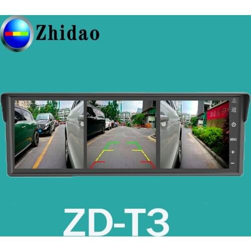 Zhidao T3 car side view camera system with 3 split display screen 360 panoramic camera