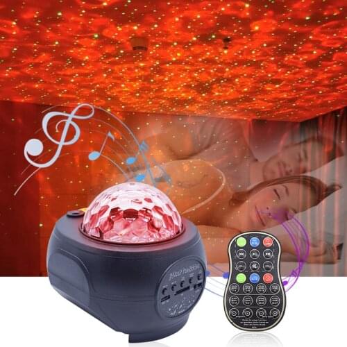 Colorful LED Star Light Projector Rotating Ocean Wave Night Lights Bluetooth Music USB Nebula Lamp Starry Sky Galaxy Light Decor