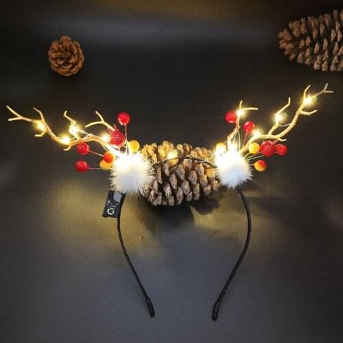 Floral Butterfly Headband Light Up Deer Antlers Headband with LED Light Headwear Festival Travelling Photo Props