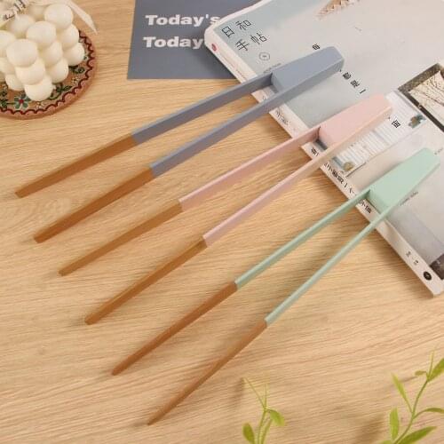 Wooden Clip Salad Bacon Steak Bread Cake Food Clip Bamboo Cooking Tongs Silicone Handle BBQ Tool Home Kitchen Utensil