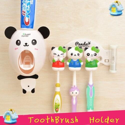 LIYIMENG Cartoon Multifunctional Toothbrush Holder Storage Orgainzer Box Bathroom Accessories Suction Hooks Tooth Brush Holder