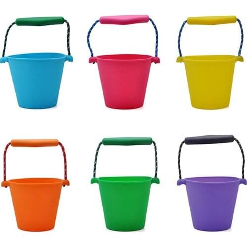 Kids Beach Bucket Silicone Folding Hand-Held Barrel Toy Baby Shower Bath Toy Sand Dabbling Pour Water Toy