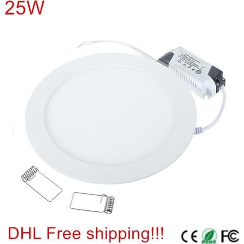 DHL Free Shipping 20pcs/lot Ultra Thin Design 25W Ceiling Recessed Grid LED Downlight / Slim Round Panel Light