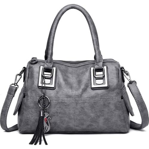 Tassel Designer Crossbody Shoulder Bag Boston Hand Bags Vintage Leather Ladies Handbags Women Messenger Bags Totes