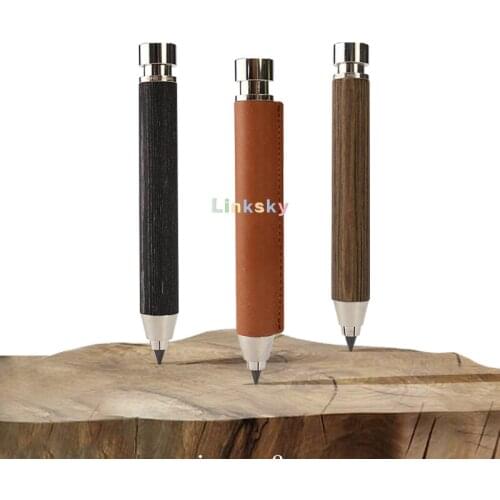 E+m Graphic,Log / Leather Brass,Engineering Drawing Pen 5.5mm, Automatic Pencil, Office Writing Painting Gift Pen,EM-1144