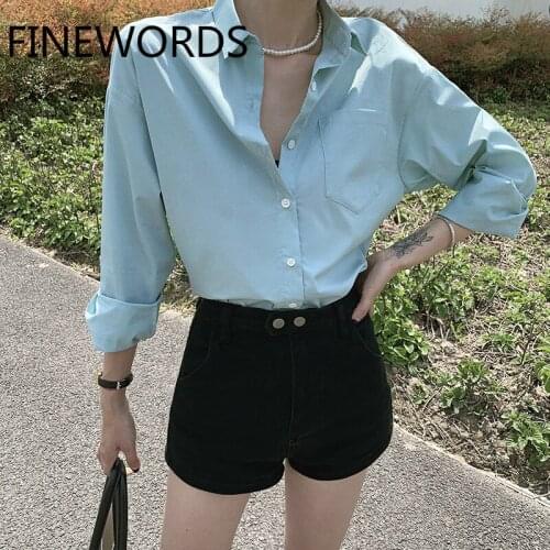 Голубые блузки FINEWORDS China At AliExpress