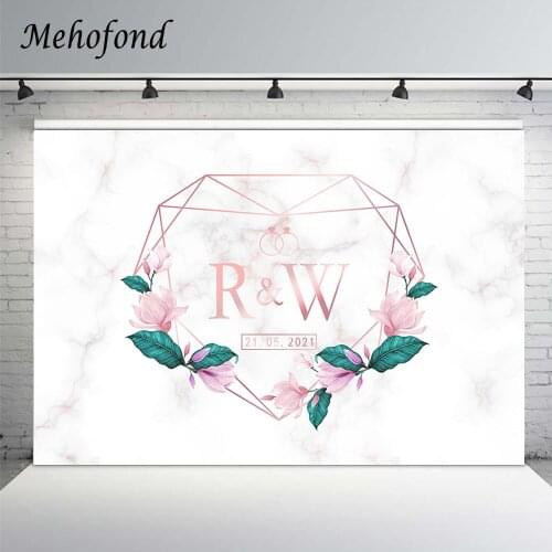 Mehofond White Marble Wedding Wall Backdrop Texture Pink Flower Diamond Ring Custom Photography Background Photo Studio Decor