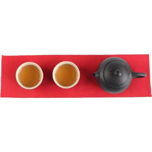 Red Table Runner Flocking Simple All-Match Heat Insulation Tablecloth Pad Boutique Tea Mat Tea Napkin Tea Towel