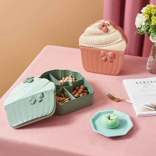 Creative cute home cake shape subdivided candy box childrens snack storage tray afternoon tea snack tray fruit tray