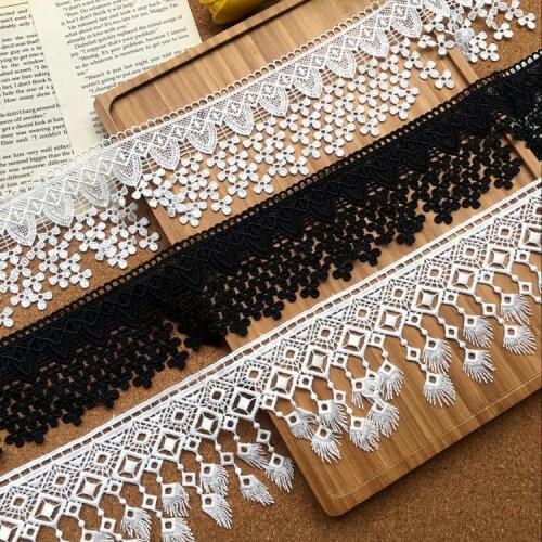 7-9CM Wide Water Soluble Lace Fabric Tassel Fringe Cotton Embroidered Ribbon Trim Edge DIY Dresses Curtains Sewing Crafts Decor
