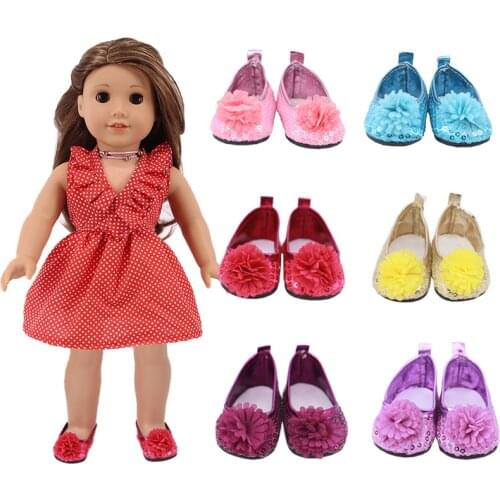 7.5 Cm Doll Sequins Shoes For 16-18 Inch Girl/Boy Doll & 43 Cm Bebe Reborn Doll Toys & Our Generation Baby Festival Gift