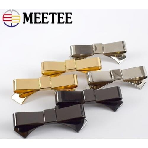 Meetee 4/10pcs Bow Buckle for Bag Shoes Decoration Metal Clasp Insert Clip Hook DIY Craft Hardware Accessories