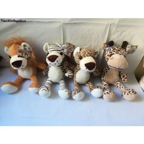 Lovely cartoon animal jungle lion, giraffe, tiger, leopard about 28cm plush toy soft doll toy birthday gift h2405