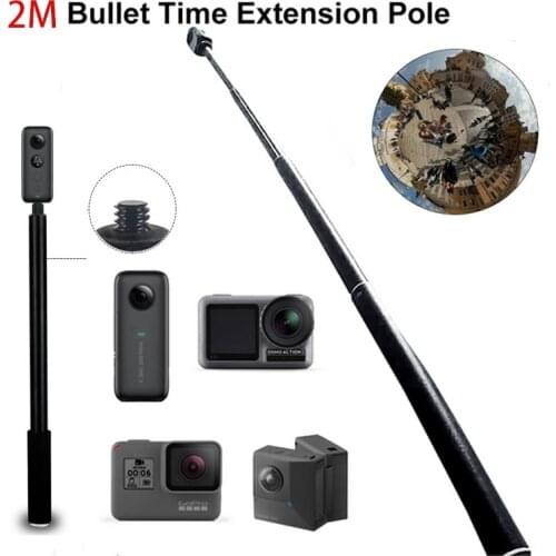 2M Aluminum Alloy Monopod Selfie Stick for Insta360 One X DJI OSMO Action/Pocket/Gopro Hero 7 6 5 action Camera Accessories