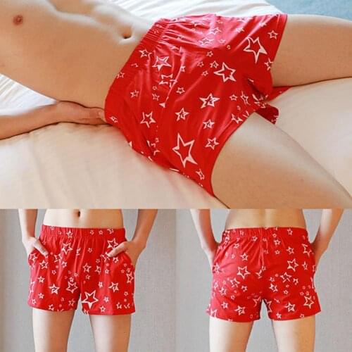 Soutong Men Underpants Pyjamas Breathable Boxer Underpants Shorts Printed Breathable Underwear Elastic Waist Boxer Briefs Shorts