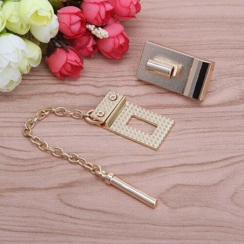 Rectangle Handbag Twist Lock DIY Craft Case Clasp Metal Buckle Switch Button LX9F
