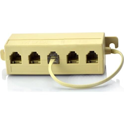 RJ11 6P4C Male Plug to 5 Ports 6P4C Female Socket Phone Line Splitter Adapter 6P4C Female Socket Line Modular Jack Adapter