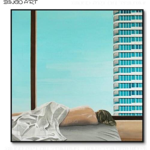 Skilled Artist Hand-painted High Quality Beauty Lady Figure Oil Painting on Canvas Handmade Fine Art Vacation Time Oil Painting