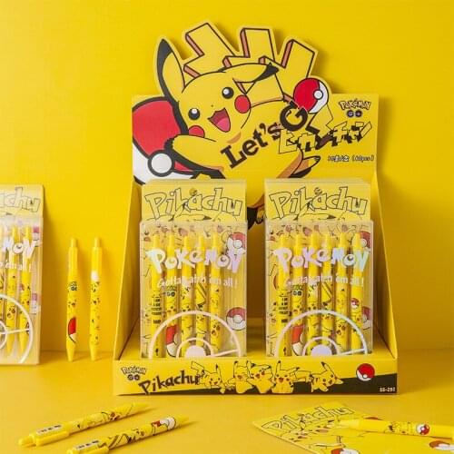 6pcs Pokemon Pikachu Ballpoint Pen Student Press Black Refill 0.5mm Anime Cute Gel Pen School Stationery Office Writing Pen
