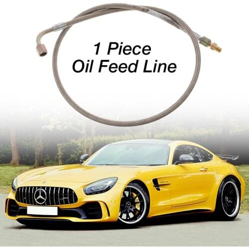 Turbo Oil Feed Line Hose 24" Steel Braided -4AN 90 Degree X Straight PTFE