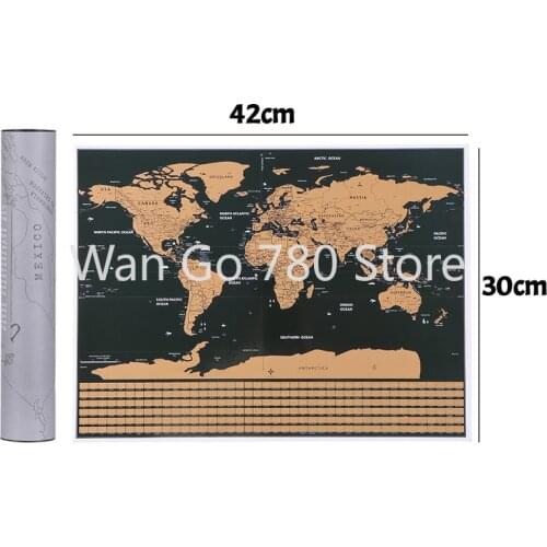 Small Size Scratch Off World Travel Map Premium Personalized Wall Sticker Poster Globe All Country Flags for Travelers