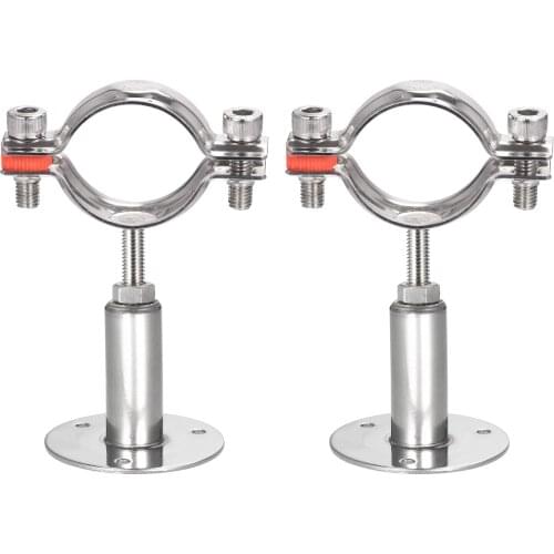 Uxcell Wall Mount Ceiling Mount Pipe Support, 304 Stainless Steel Adjustable Pipe Bracket Clamp for 42-45mm Pipe 2pcs
